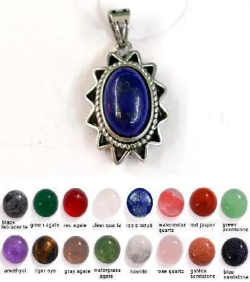 Handmade Natural Stone Gemstone Pendant with Copper & Silver, Stone Size 10*14mm, No. 106 ABC Rugs Kilims